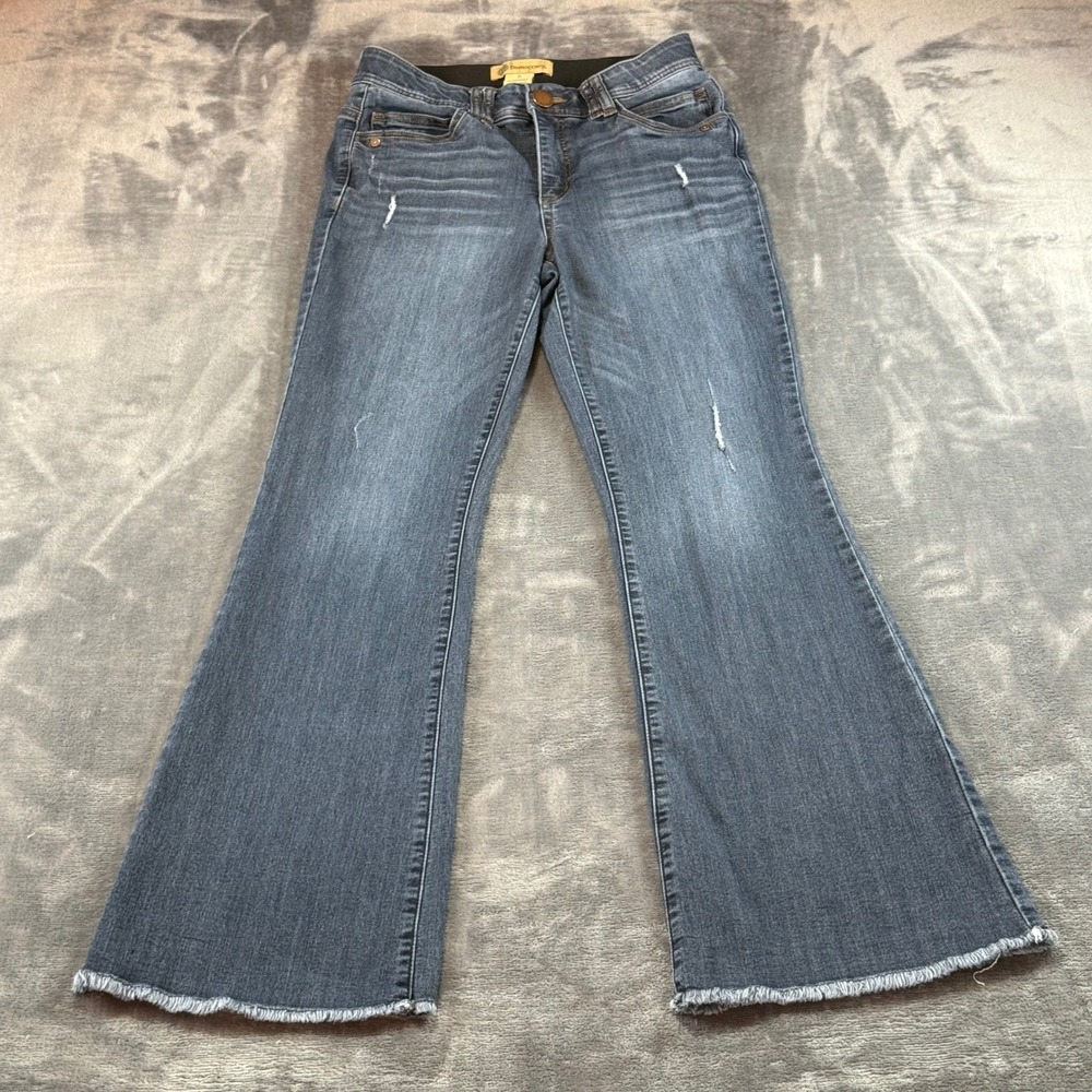 Democracy Ab Technology Womens 6 Flare Jeans Distressed Raw Hem High Rise‎